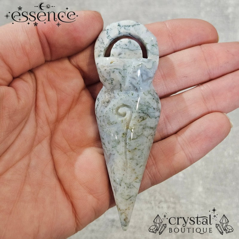 Moss Agate Goddess Carvings