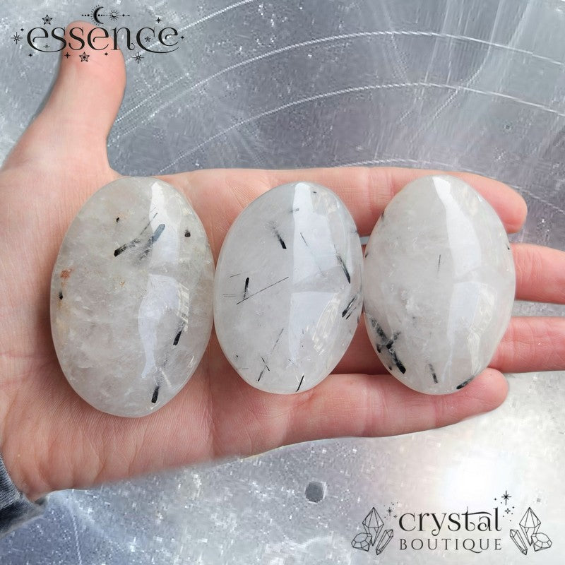 Tourmalated Quartz Palm Stone