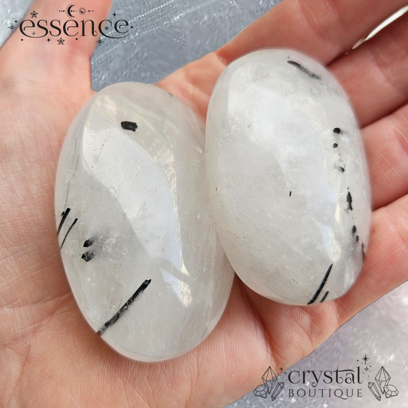 Tourmalated Quartz Palm Stone