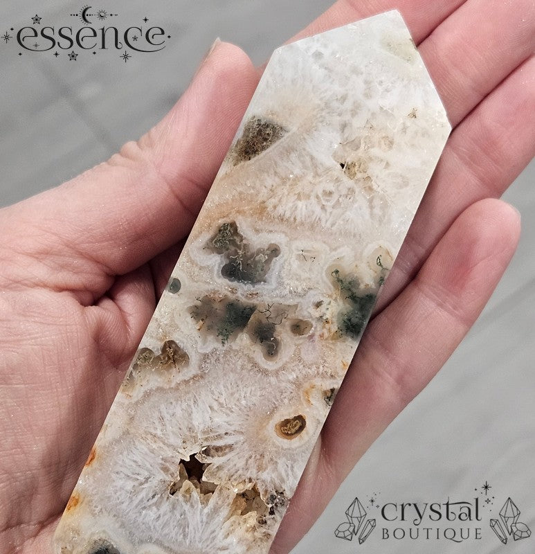 Moss Agate Tower 🌿 Crystal Cavern | 243g