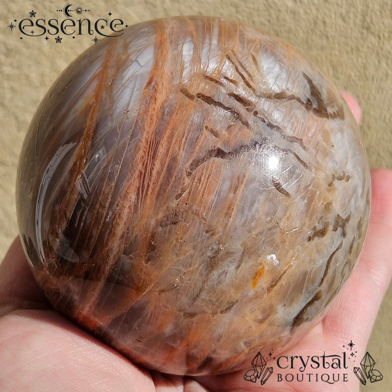 Peach Moonstone with Smoky Quartz Sphere