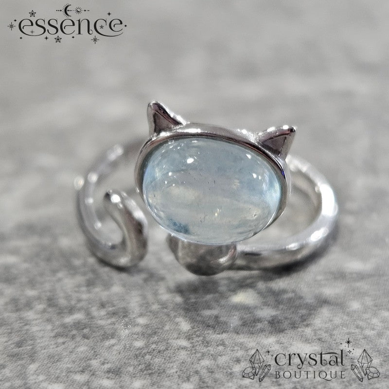 Aquamarine cat S925 ring