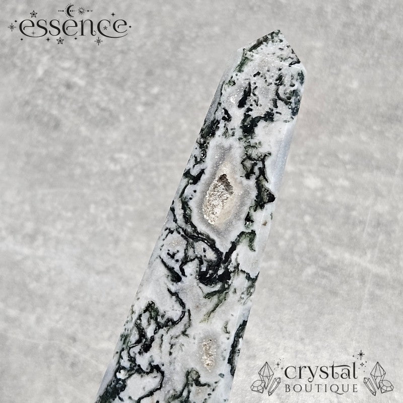 Moss Agate Tower – 🌿 Mist & Moss | 205g