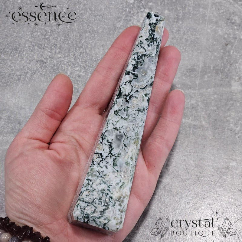 Moss Agate Tower – 🌿 Mist & Moss | 205g