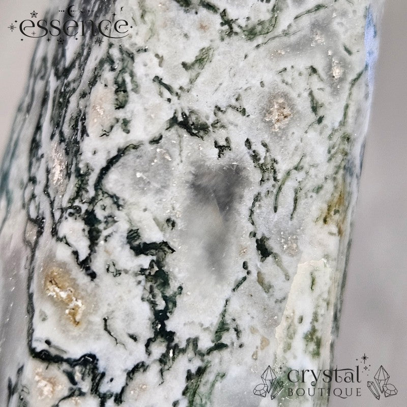 Moss Agate Tower – 🌿 Mist & Moss | 205g