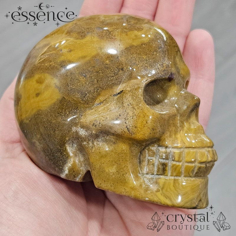 Ocean jasper/ Moss agate skull (Golden Grove)