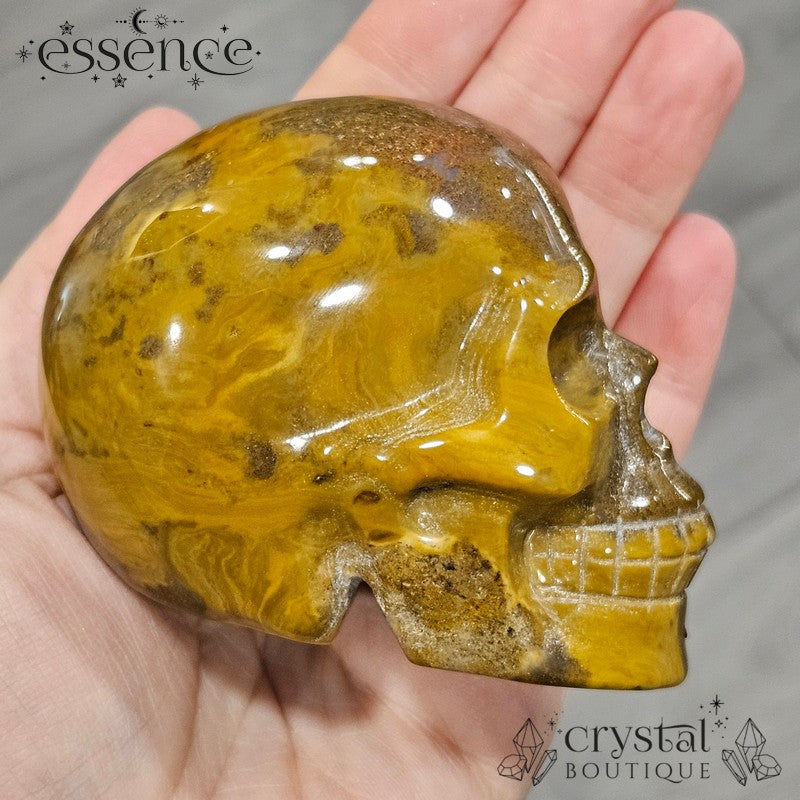 Ocean Jasper and Moss Agate Skull (Redmoss)