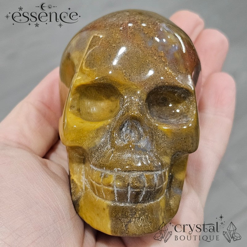 Ocean Jasper and Moss Agate Skull (Redmoss)