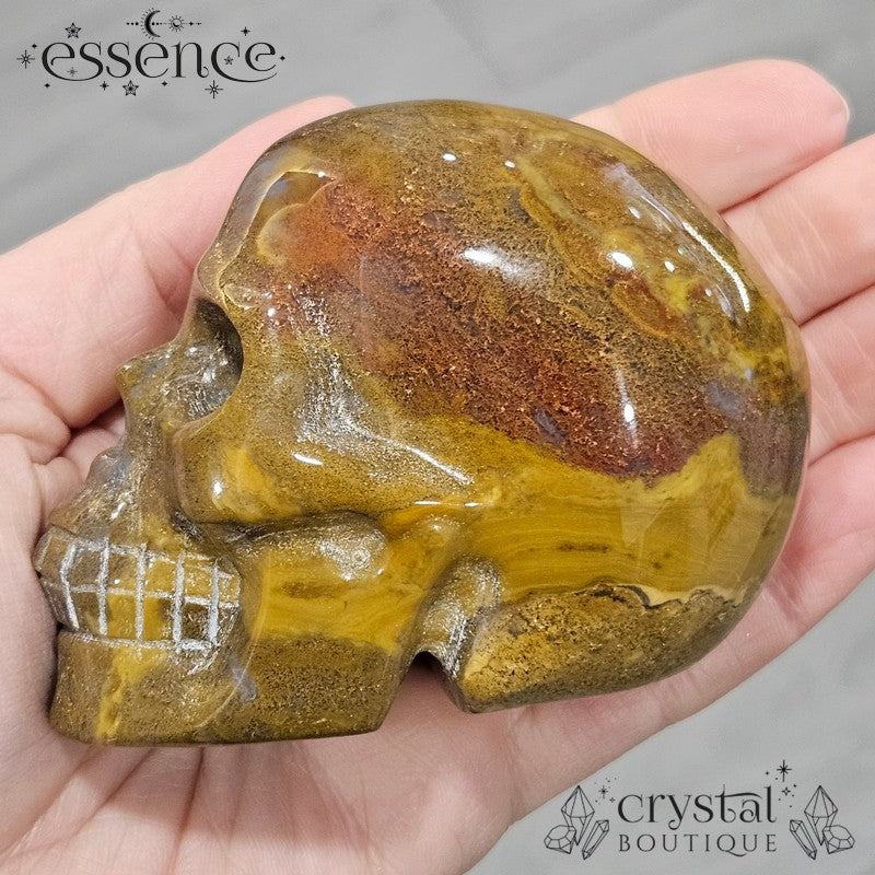 Ocean Jasper and Moss Agate Skull (Redmoss)