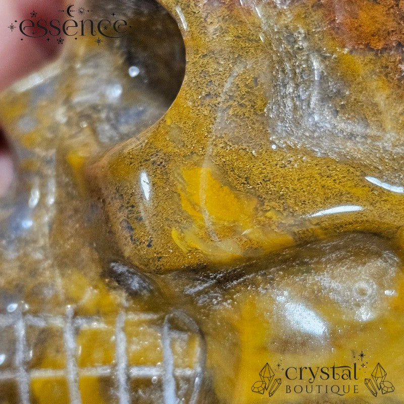 Ocean Jasper and Moss Agate Skull (Redmoss)