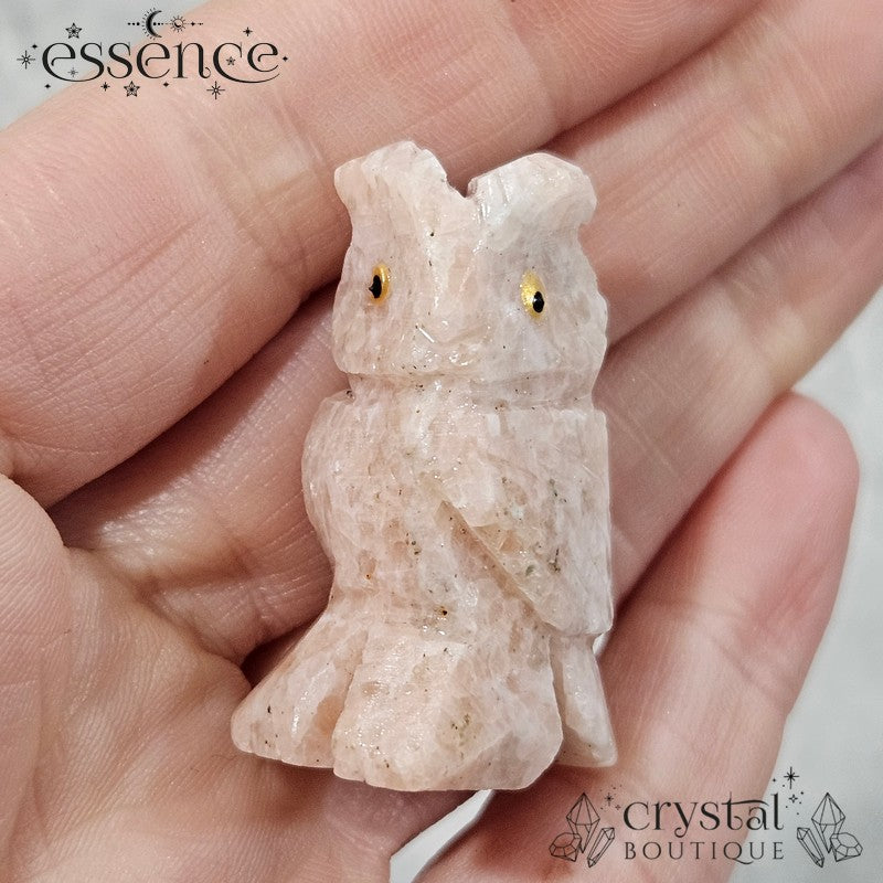 Pink Calcite Owl ā Gentle Wisdom & Soothing Energy