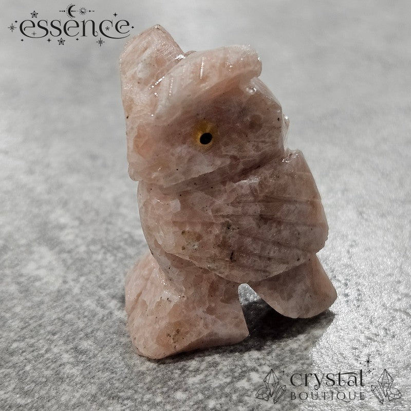 Pink Calcite Owl ā Gentle Wisdom & Soothing Energy