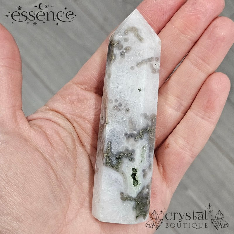 Moss Agate Tower β A Stone of Growth & Harmony