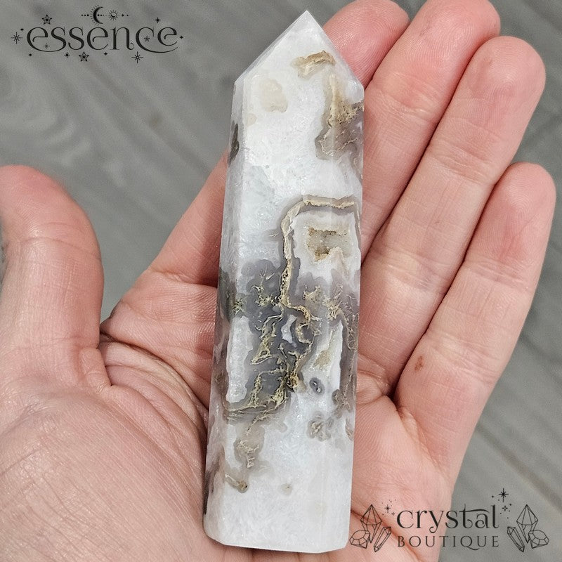 Moss Agate Tower β A Stone of Growth & Harmony