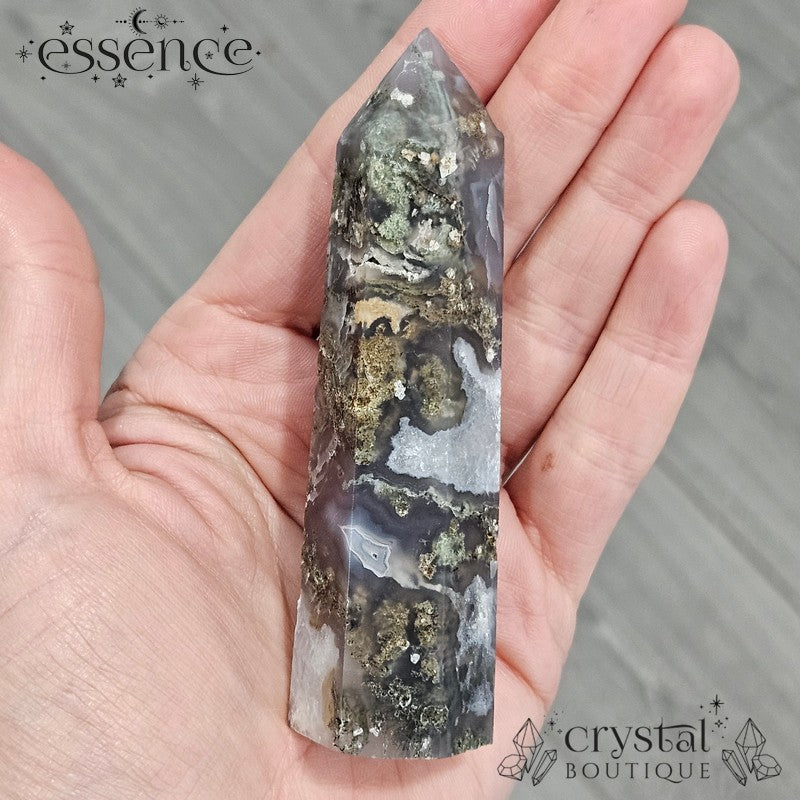 Moss Agate Tower β A Stone of Growth & Harmony