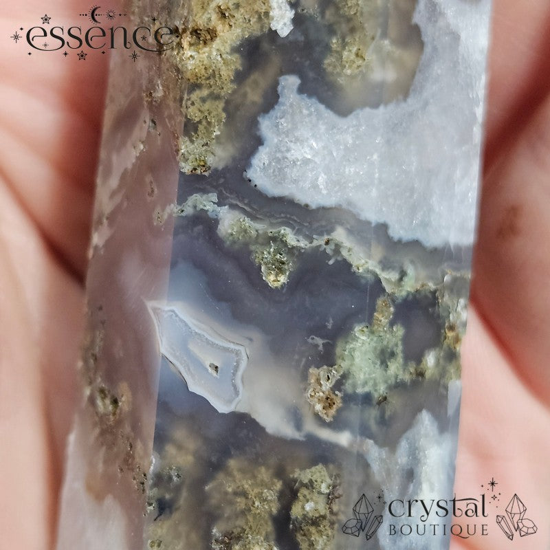 Moss Agate Tower β A Stone of Growth & Harmony