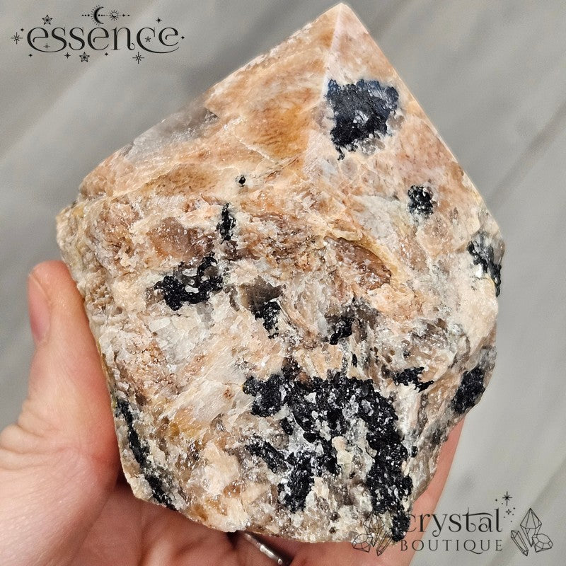 Peach Moonstone, Black Tourmaline & Smoky Quartz Cut Base โ 380g