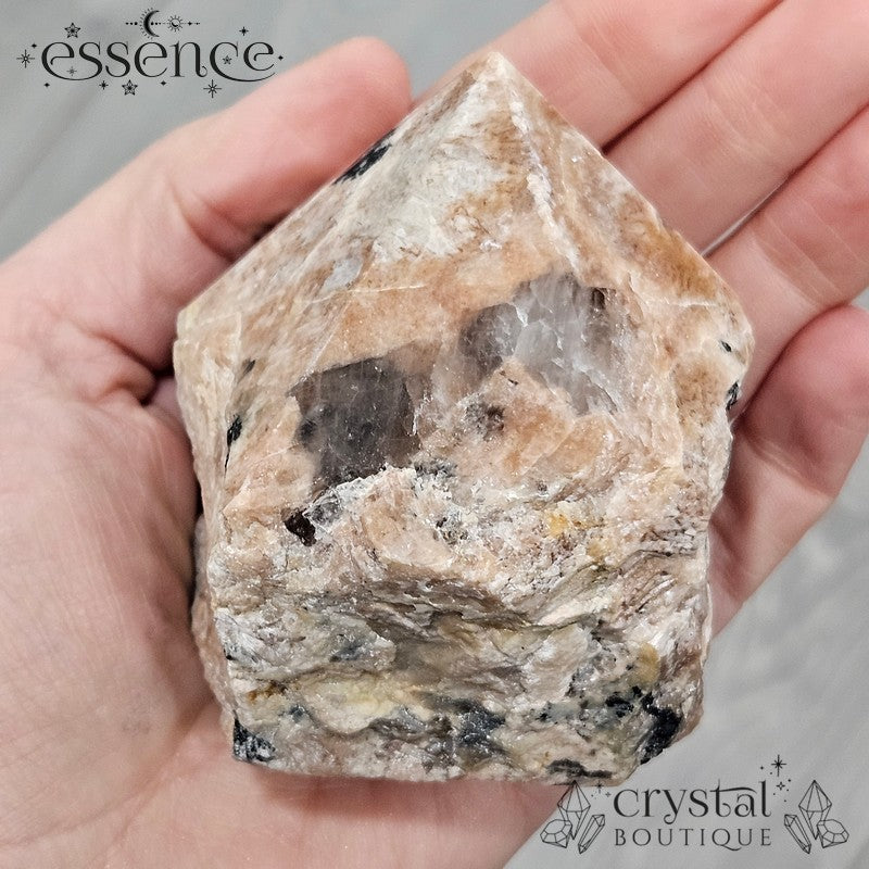 Peach Moonstone, Black Tourmaline & Smoky Quartz Cut Base โ 380g