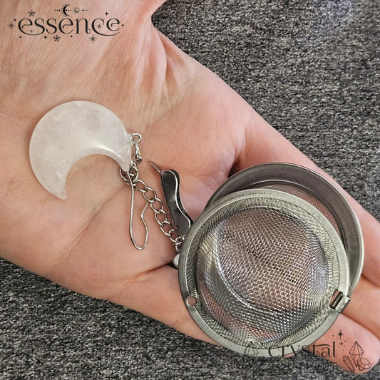 Clear Quartz Moon Stainless Steel Tea Strainer – Brew with Pure Energy!
