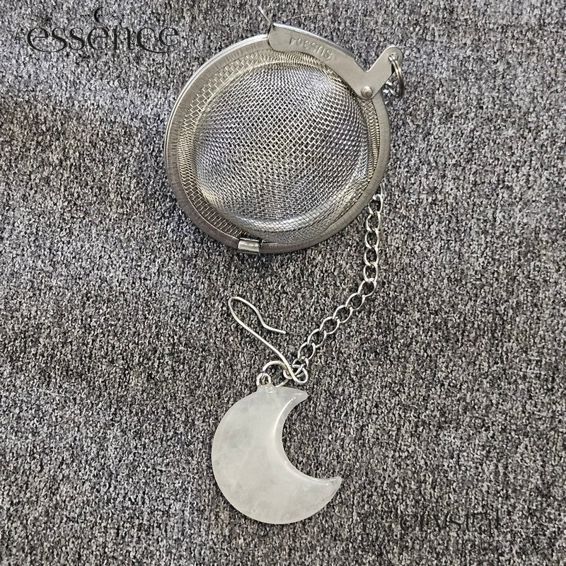 Clear Quartz Moon Stainless Steel Tea Strainer โ Brew with Pure Energy!