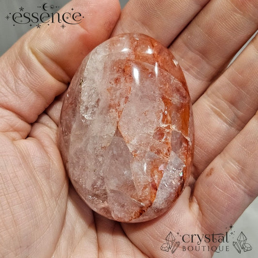 Fire Quartz Palm Stone – Grounding & Energizing Energy