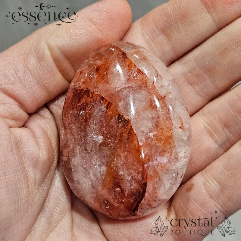 Fire Quartz Palm Stone – Grounding & Energizing Energy