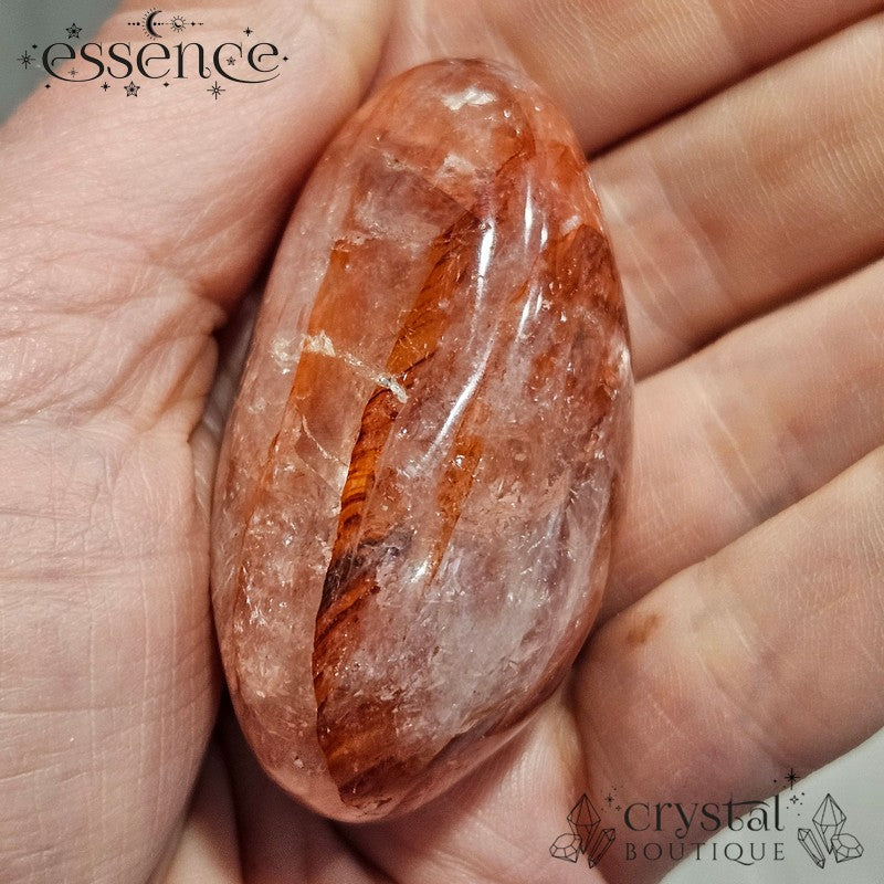 Fire Quartz Palm Stone – Grounding & Energizing Energy