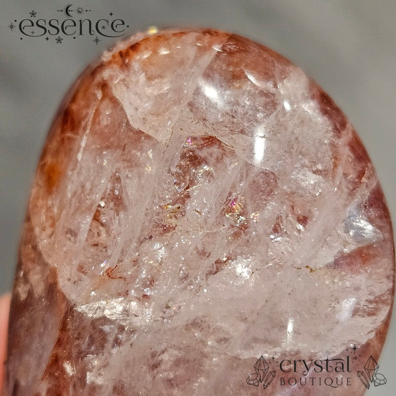 Fire Quartz Palm Stone – Grounding & Energizing Energy