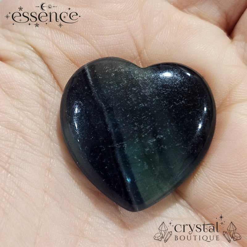 Mexican Fluorite Heart – Deep, Vibrant Pocket Stone