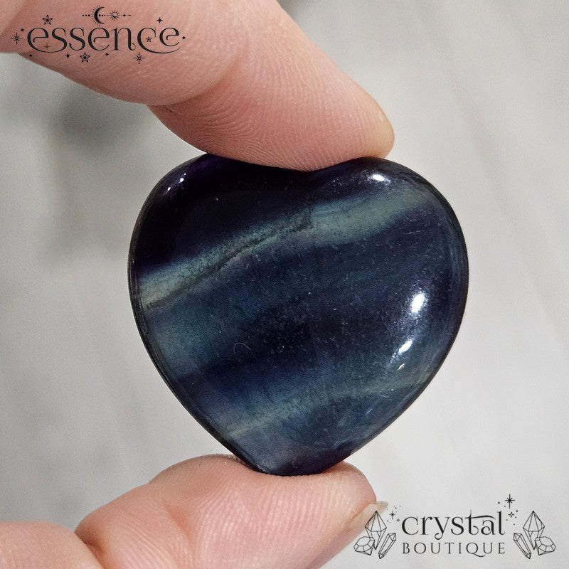 Mexican Fluorite Heart – Deep, Vibrant Pocket Stone