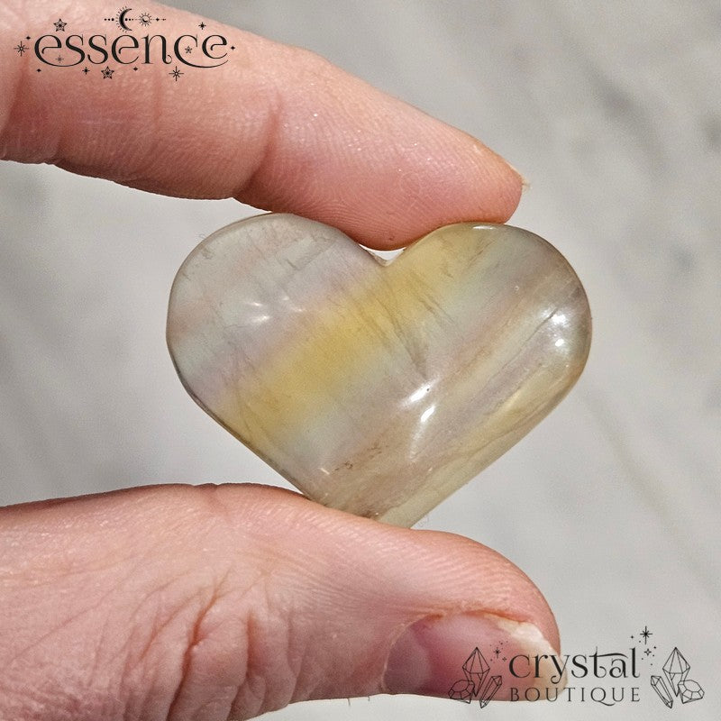 Candy Fluorite Heart ā Polished Crystal Pocket Stone