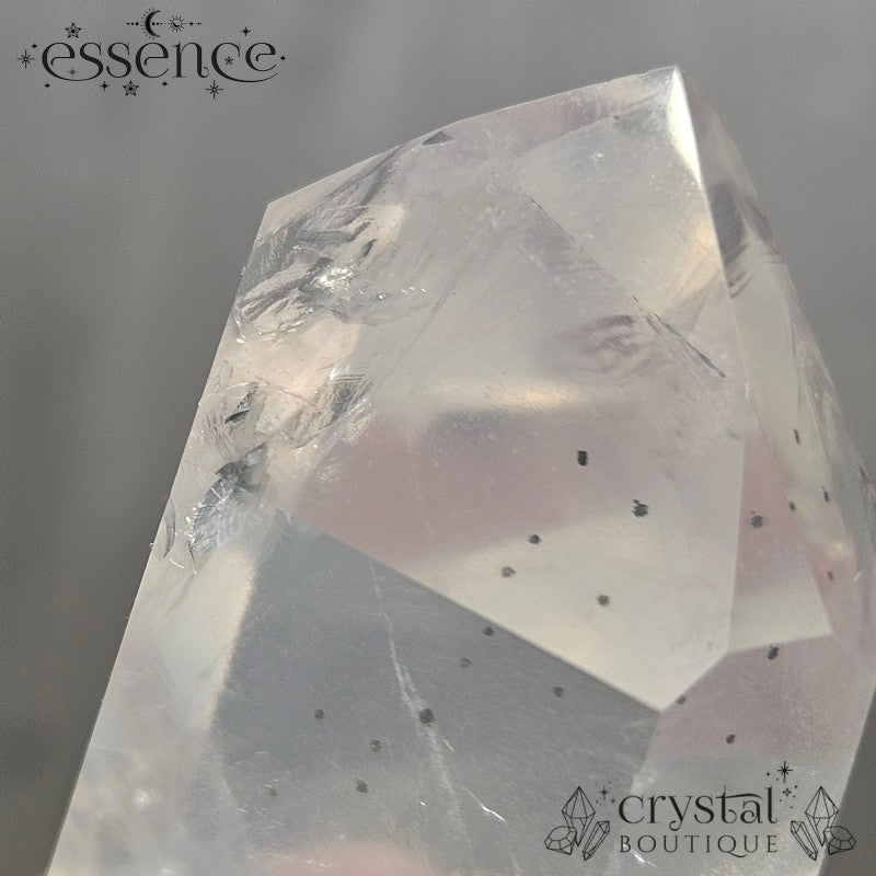 Girasol Quartz Tower with Pyrite Inclusions – 64g Intuition and Confidence