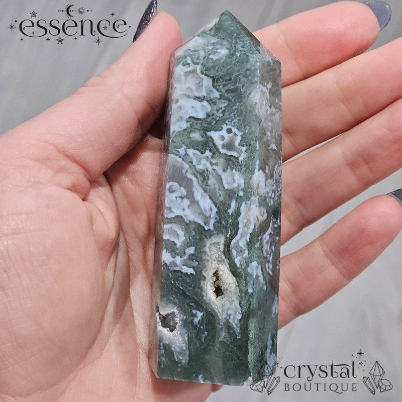 Moss Agate Tower- 🌿 Shadow Ferns| 146g