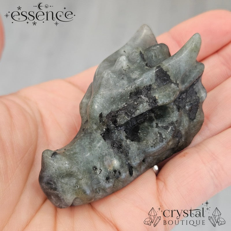 Labradorite with Black Tourmaline Dragon Head