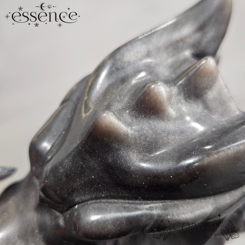 Silver Sheen Obsidian Dragon Head
