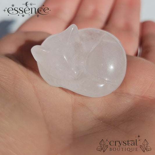 Clear Quartz Sleeping Cat