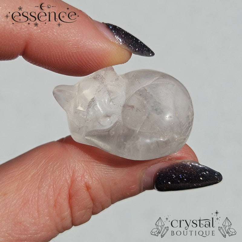 Clear Quartz Sleeping Cat