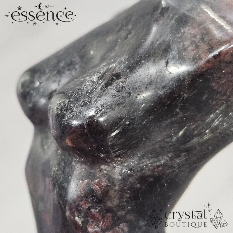 Garnet with Astrophyllite Torso Carving