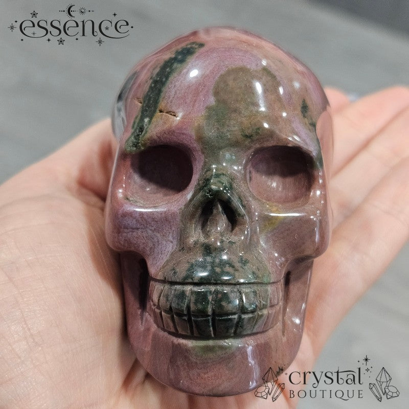 Ocean Jasper Skull (Moss Veil)