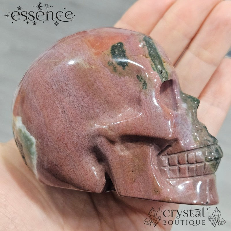Ocean Jasper Skull (Moss Veil)