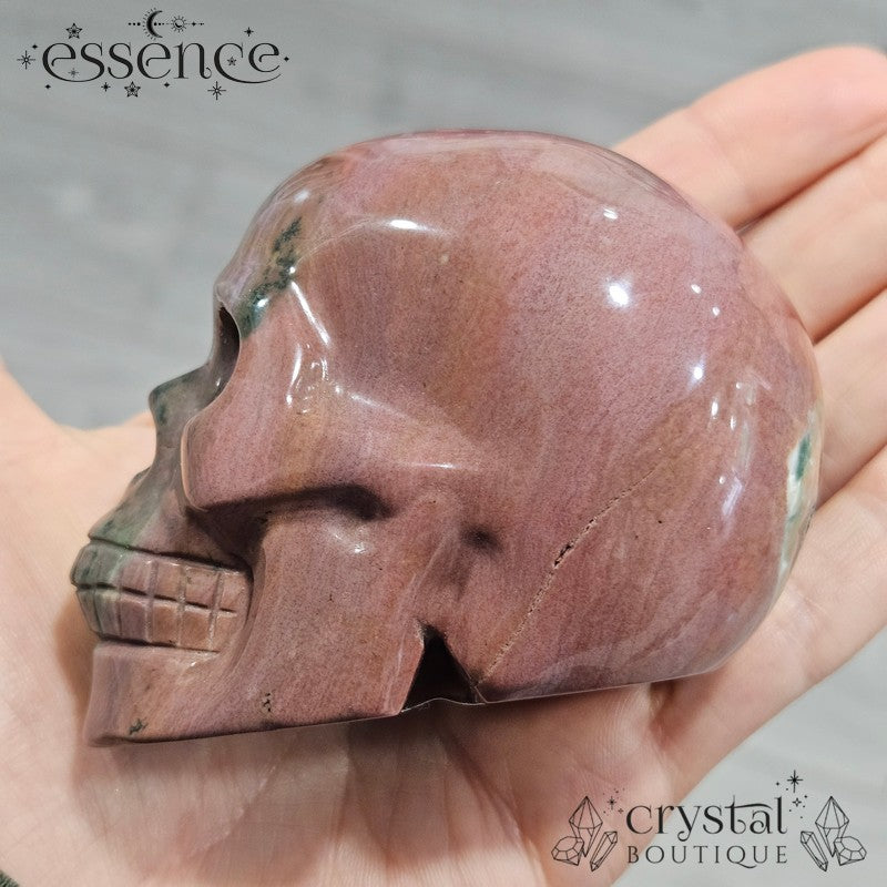 Ocean Jasper Skull (Moss Veil)
