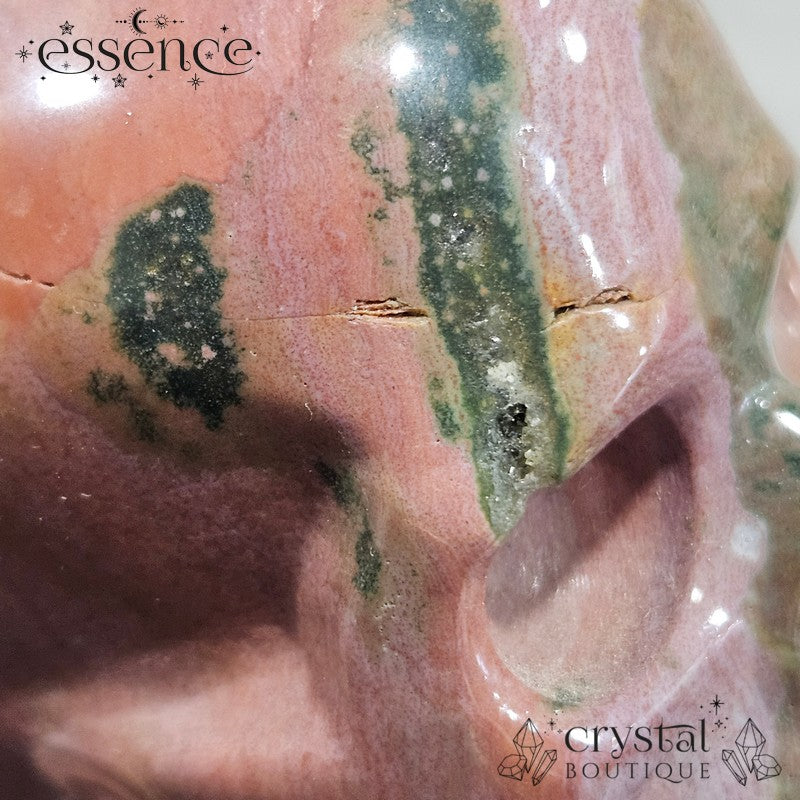 Ocean Jasper Skull (Moss Veil)