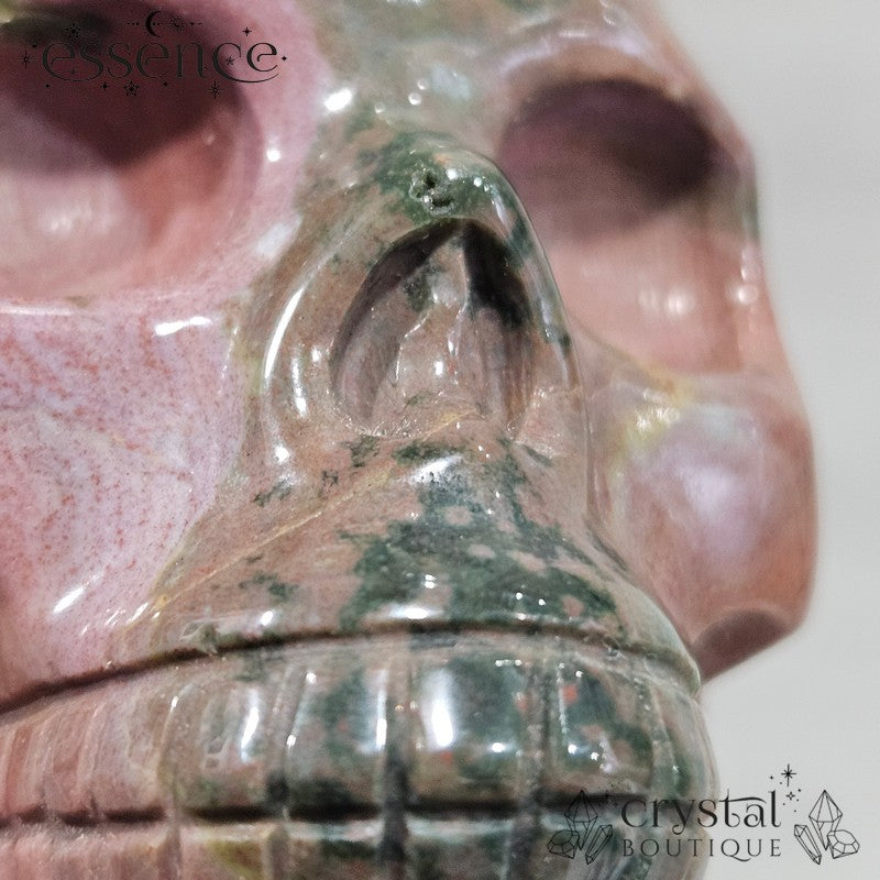 Ocean Jasper Skull (Moss Veil)