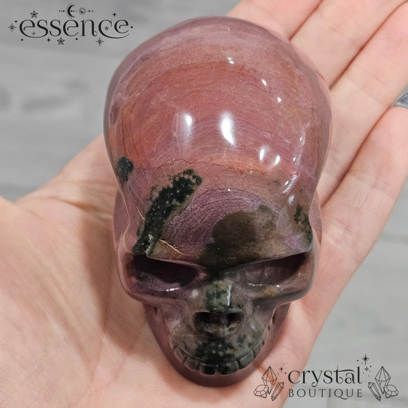 Ocean Jasper Skull (Moss Veil)