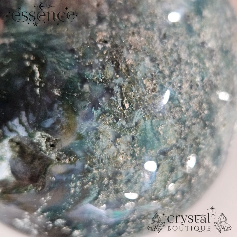Moss Agate With Pyrite Skull
