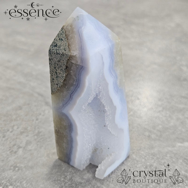 Blue Lace Agate Tower โ Ocean Slice
