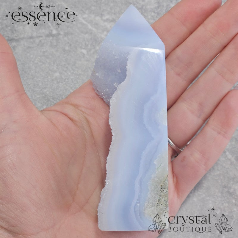 Blue Lace Agate Tower – Frosted Coastline