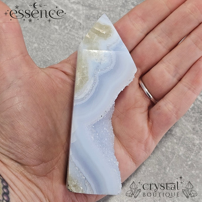 Blue Lace Agate Tower – Frosted Coastline