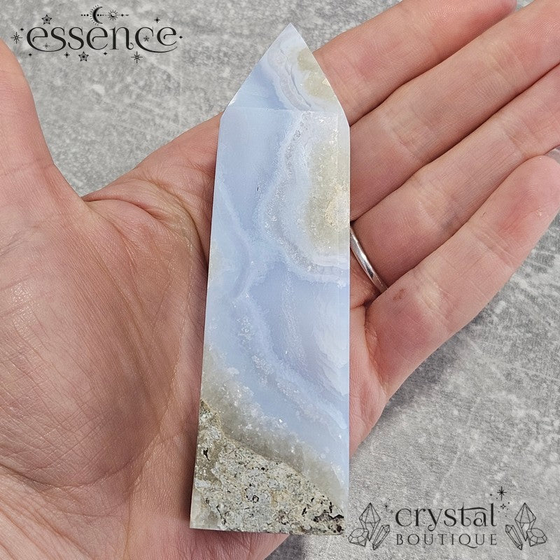 Blue Lace Agate Tower – Frosted Coastline