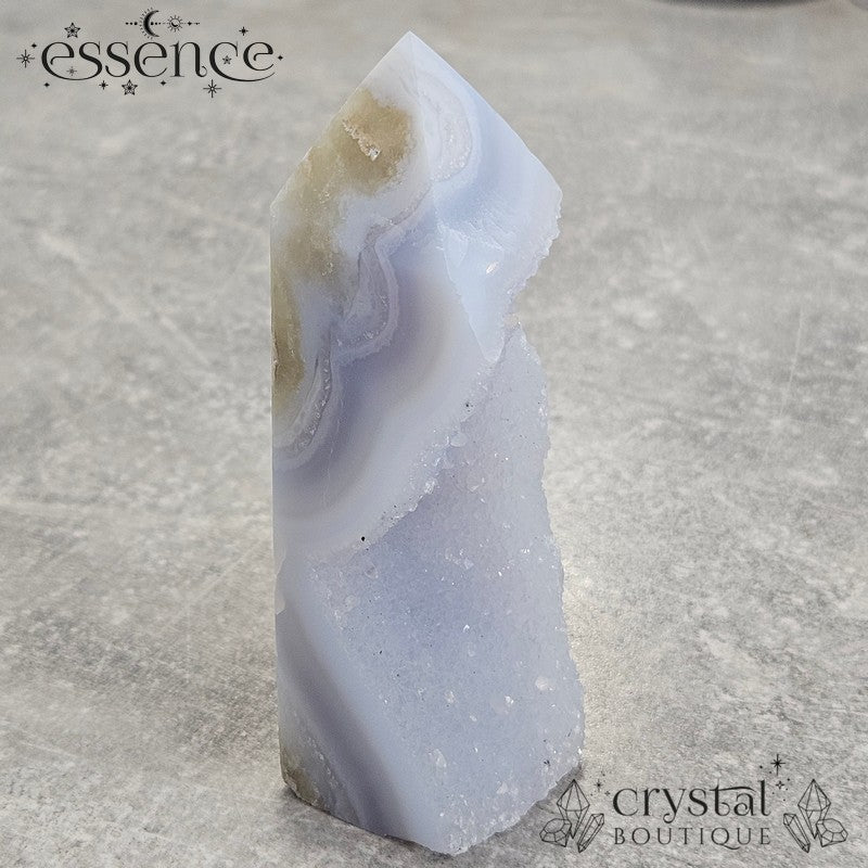 Blue Lace Agate Tower – Frosted Coastline
